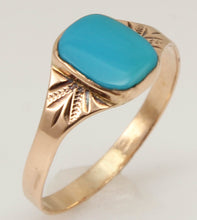 Load image into Gallery viewer, Antique Victorian RARE Natural Persian Turquoise Milgrained 14k Solid Rose Gold Ladies Cocktail Ring