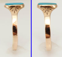 Load image into Gallery viewer, Antique Victorian RARE Natural Persian Turquoise Milgrained 14k Solid Rose Gold Ladies Cocktail Ring