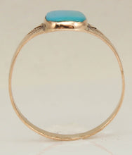 Load image into Gallery viewer, Antique Victorian RARE Natural Persian Turquoise Milgrained 14k Solid Rose Gold Ladies Cocktail Ring