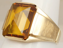 Load image into Gallery viewer, Antique 1920&#39;s Art Deco 10ct GOLDEN YELLOW SAPPHIRE 10k Solid Yellow Gold Men&#39;s Ring