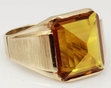 Load image into Gallery viewer, Antique 1920&#39;s Art Deco 10ct GOLDEN YELLOW SAPPHIRE 10k Solid Yellow Gold Men&#39;s Ring