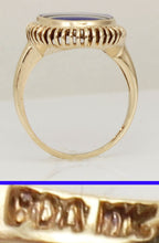 Load image into Gallery viewer, Antique 1920&#39;s Art Deco Signed RARE Lapis &amp; Onyx Intarsia Inlay 10k Solid Gold Ladies Cocktail Ring