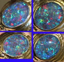 Load image into Gallery viewer, Antique 1920&#39;s Art Deco RAINBOW RARE Dark Black Natural Opal 10k Solid Yellow Gold Men&#39;s Ring