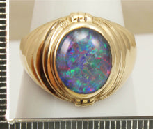 Load image into Gallery viewer, Antique 1920&#39;s Art Deco RAINBOW RARE Dark Black Natural Opal 10k Solid Yellow Gold Men&#39;s Ring