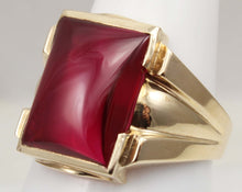 Load image into Gallery viewer, Antique 1920&#39;s Art Deco LARGE 12ct Ruby 10k Solid Yellow Gold Men&#39;s Ring