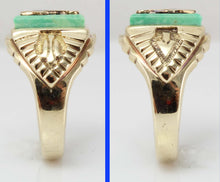 Load image into Gallery viewer, Vintage 1950&#39;s SIGNED Massover of Chicago Masonic Symbol Set in Turquoise 10k Solid Gold Men&#39;s Ring