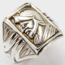 Load image into Gallery viewer, Antique 1920&#39;s Art Deco SIGNED Ostby &amp; Barton Soldier Cameo Milgrained Sterling Silver Men&#39;s Ring