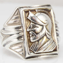 Load image into Gallery viewer, Antique 1920&#39;s Art Deco SIGNED Ostby &amp; Barton Soldier Cameo Milgrained Sterling Silver Men&#39;s Ring