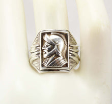 Load image into Gallery viewer, Antique 1920&#39;s Art Deco SIGNED Ostby &amp; Barton Soldier Cameo Milgrained Sterling Silver Men&#39;s Ring