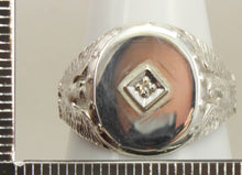 Load image into Gallery viewer, Vintage SIGNED Ostby &amp; Barton United States Military Silver Antique Cut Diamond Men&#39;s Signet Ring