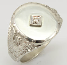 Load image into Gallery viewer, Vintage SIGNED Ostby &amp; Barton United States Military Silver Antique Cut Diamond Men&#39;s Signet Ring