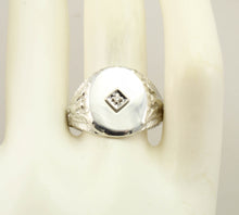 Load image into Gallery viewer, Vintage SIGNED Ostby &amp; Barton United States Military Silver Antique Cut Diamond Men&#39;s Signet Ring