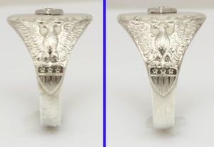 Vintage SIGNED Ostby & Barton United States Military Silver Antique Cut Diamond Men's Signet Ring