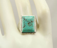 Load image into Gallery viewer, Antique Art Deco RARE Natural #8 Mine Nevada Spiderweb Turquoise 10k Solid White Gold Men&#39;s Ring