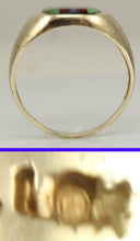 Load image into Gallery viewer, Vintage 1950&#39;s Chryoprase Sodalite Unakite Vesuvianite RARE Intarsia Inlay 10k Solid Gold Men&#39;s Ring