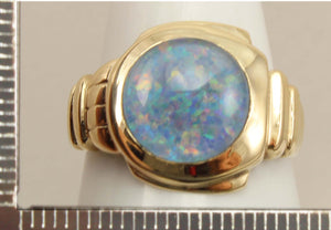 Antique 1920's Art Deco RAINBOW Natural Opal 10k Solid Yellow Gold Men's Ring