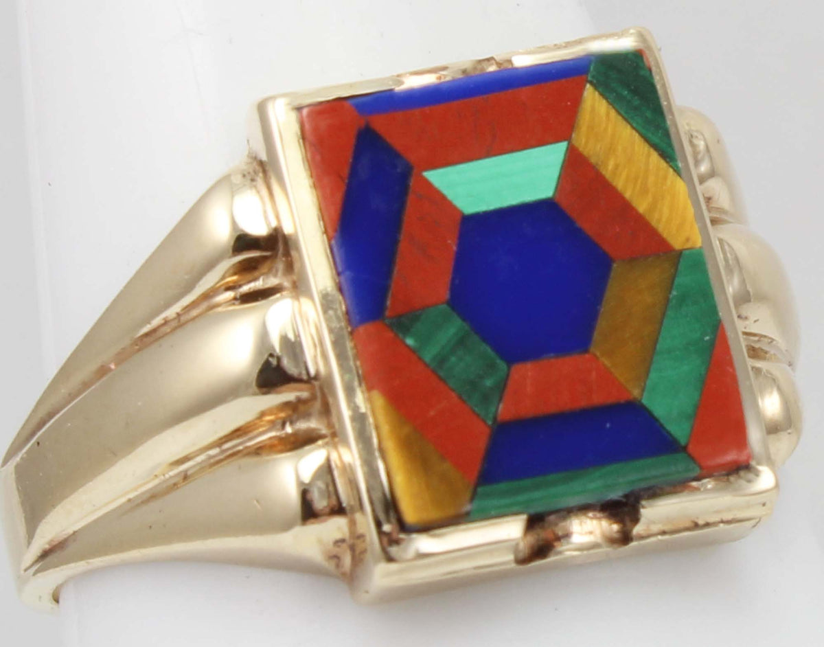 Antique Art Deco Lazuli Tiger's Eye Red Jasper Malachite & Turquoise I ...